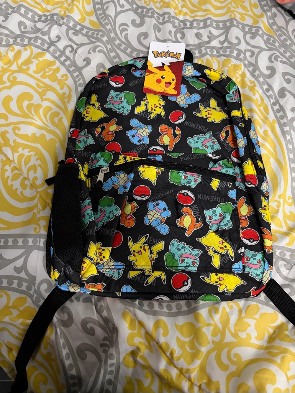 Pokemon Kids Backpack - Black with Yellow, Green, Blue & Orange Characters